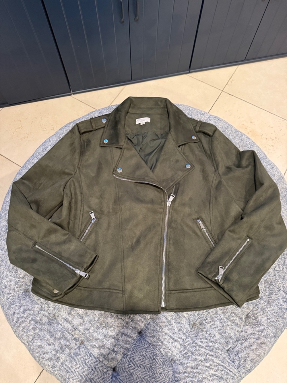 LOFT Olive Vegan Suede Moto Jacket XL NWOT - Picture 2 of 6